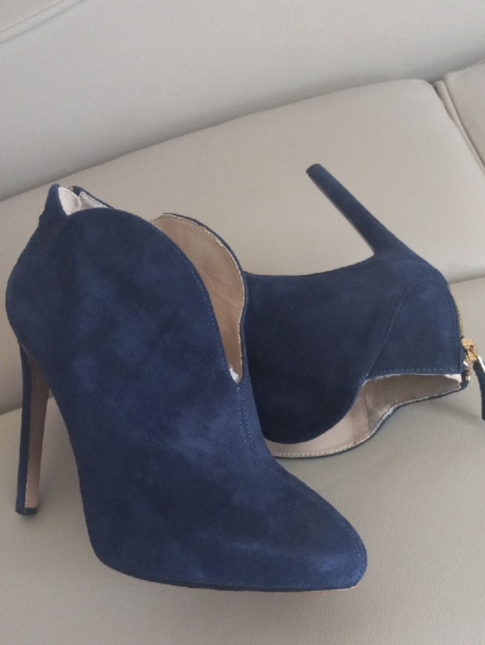 Nine West Navy Suede High Heel Booties Size 8.5M